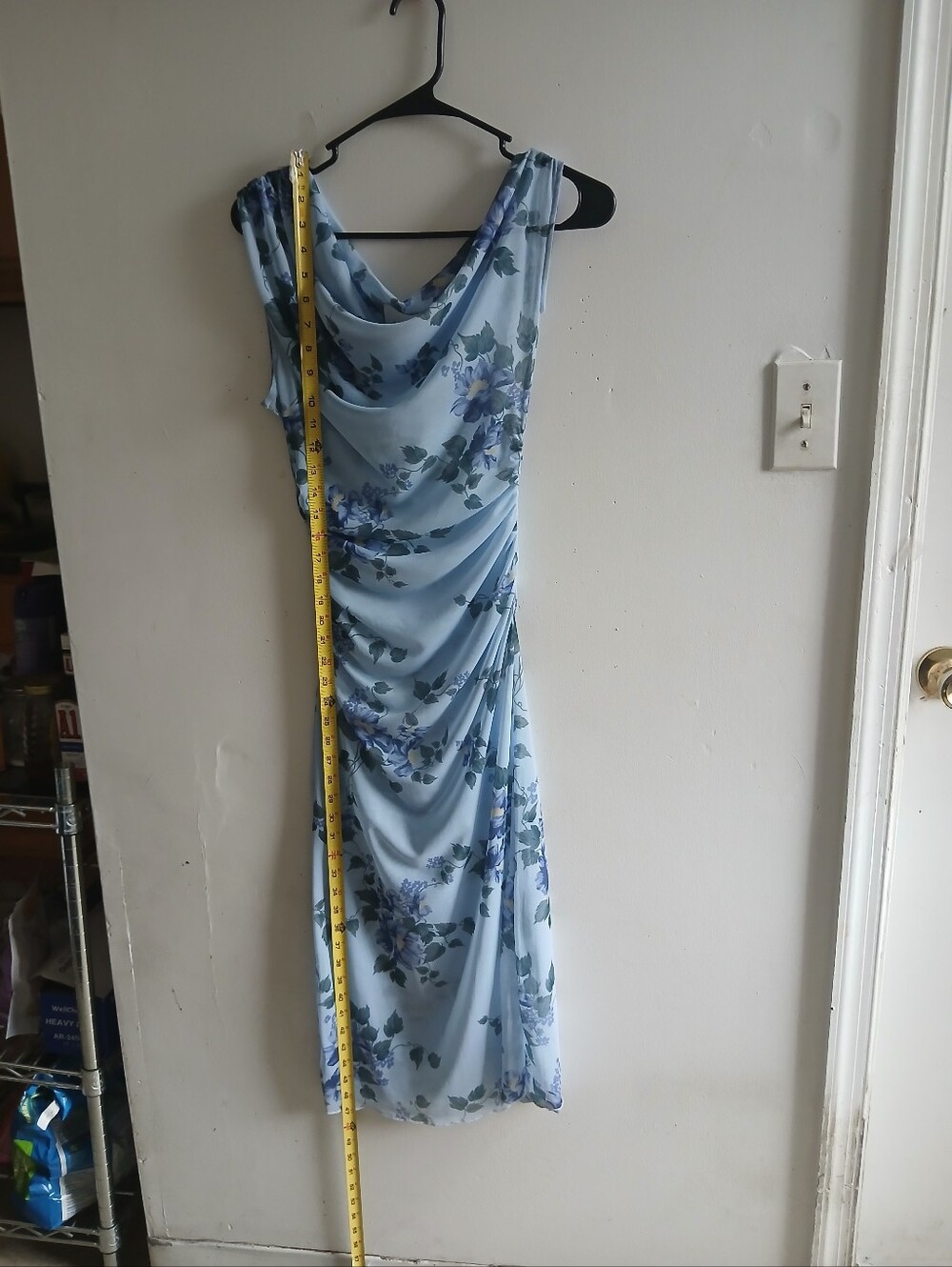 Reformation Light Blue Floral Cowl Midi Dress - Picture 4 of 6